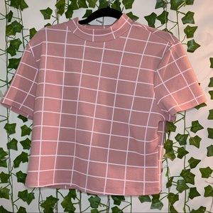 Pink squares  turtleneck shirt